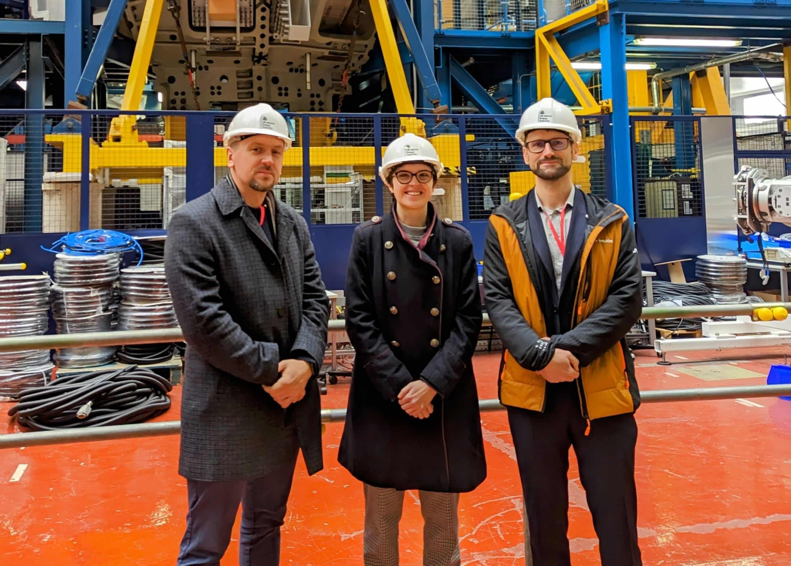 Jan Milčák, Managing Director, Director of Reactor Operation Section (CVŘ) with Fiona Harden, STEP Hi-CrIS Technical Lead (UKAEA) and Marek Miklos, Business Development Manager (CVŘ) touring JET facility at UKAEA's Culham Campus - Image credit: UK Atomic Energy Authority